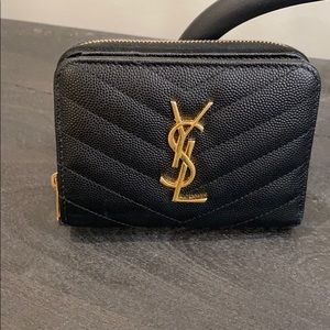 YSL Chevron Black Leather Wallet